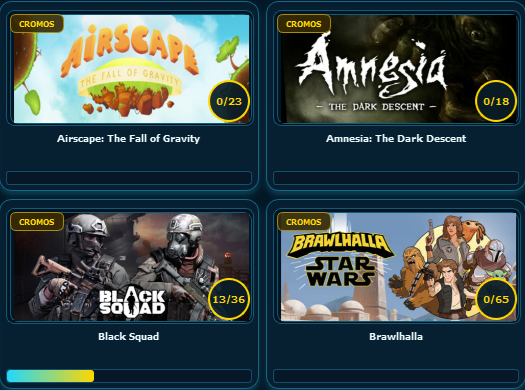 Biblioteca real de cromos de Steam en Neith